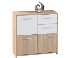 Mobile Credenza Buffet 3 Ante 2 Cassetti Moderna Bianco Rovere Dispensa Salotto