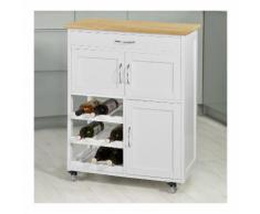 SoBuy Carrello di servizio, Credenza in legno, mobile cucina, bianco, FKW45-WN