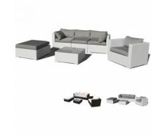 Salotto giardino rattan sintetico intrecciato SANTA MONICA 4 posti | Bianco