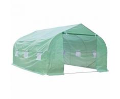 Outsunny Serra per Piante con Tetto Spiovente in PE e Tubi d'Acciaio, Verde Scuro, 4.5x3x2m