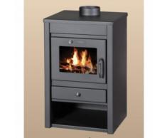 Stufa a legna modello Mega - 14 kW in acciaio colore antracite con vista fuoco