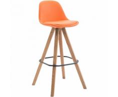 Sgabello Franklin ben imbottito, in similpelle, gambe quadrate color legno naturale, arancione CLP