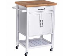 Homcom Carrello da Cucina Salvaspazio in Legno Bianco 65x48x90cm