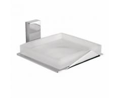 Portasapone in ottone e acciaio inox cromato e vetro satinato
