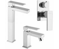 Set miscelatori lavabo bidet doccia a incasso con deviatore per piletta click clack Jacuzzi