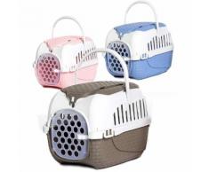 Trasportino in plastica rigida con porta modello Tour per cani e gatti - Azzurro