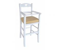 SEDIOLONE SEGGIOLONE IN LEGNO BIANCO LACCATO CON SEDUTA ECOPELLE BEIGE / CREMA