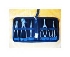 Set da 5 attrezzi per bonsai in acciaio inox + astuccio porta utensili rigido (A)