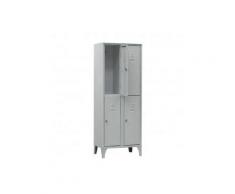 Armadio spogliatoio in metallo, 4 vani, Mis. 700 L x 350 P x 1800 H mm, maniglia in metallo