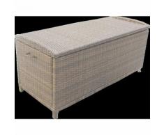 Cassapanca baule con ruote in rattan sintetico marrone Saturno