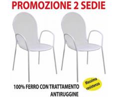2 pz Sedia poltrona Ronna in ferro rete bianca per giardino casa esterno interno terrazzo balcone