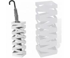 Portaombrelli Ferro Design BAKAJI4W Quadrato Stand Bianco Vaschetta Salvagoccia