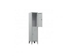 Armadio spogliatoio in metallo, 2 vani, Mis. 350 L x 350 P x 1800 H mm, serratura a cilindro con