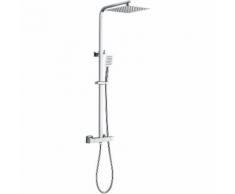 Colonna Doccia con Miscelatore Termostatico Acciaio Inox Quadrato Set Completo con 10 Pollici