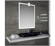 Iced - specchio reversibile da bagno con cornice sabbiata 60x80 cm con lampada alogena 25w