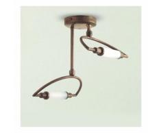 Plafoniera ba-arco 2 luci lampada soffitto classica ottone interno alogena r7s, finitura metallo