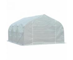 Outsunny Serra da Giardino con Tetto a Spiovente in PE con Tubi in Ferro, Bianco, 450x300x200cm