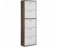 HomCom Moderna Scarpiera in Legno con 5 Scomparti per 30 Paia di Scarpe, 60x28x189cm