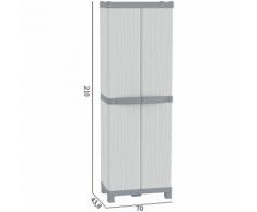 Armadio in plastica GRIGIO Effetto Legno 70 X 43,8 X 210h a 4 Ripiani