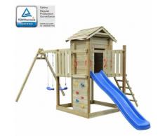 Set Casetta con Scaletta Scivolo Altalene 557x280x271 cm Legno