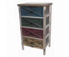 Mobiletto Cassettiera Legno Vintage Con 4 Cassetti 47X33Xh81,5 Cm