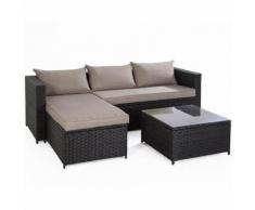 Set Salotto Da Giardino Divano Chaise Longue Tavolo In Polyrattan Marrone Bertozzi Adele
