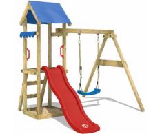 WICKEY Parco giochi TinyWave Gioco da giardino per bambini con altalena, scivolo, sabbiera, tetto
