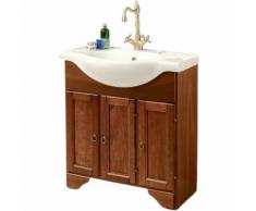 Mobile bagno country cm 75 con 3 ante , lavabo retro in ceramica
