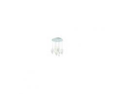 Ideal Lux Lampadario id-clown sp8 g9 vetro bianco artigianale moderno goccia interno ip20