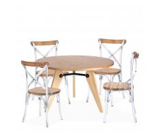 SuperStudio 4 Sedie BISTROT Vintage + 1 Tavolo da Pranzo DEMIRO Round