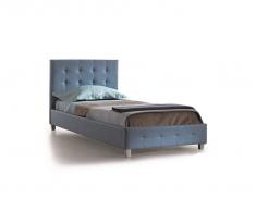 Letto singolo Sofia blu avio con contenitore