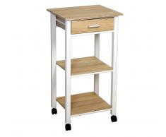 CARRELLO DA CUCINA IN LEGNO CON CASSETTO