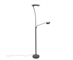 QAZQA Lampada da terra moderna nera con braccio di lettura LED - MONTE CARLO