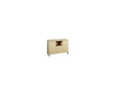 forcar MOBILI DI SERVIZIO DA SALA - MOD. ML3204SS - Struttura impiallacciata di rovere sbiancato - N. 2 sportelli - N. 3 cassetti portaposate + vano a giorno - Ruote multidirezionale - Dim. cm L 136 x P 48 x H 95