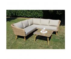 Salotto Da Giardino Set Ad Angolo 2 Divani Marrone Con Cuscini Intreccio In Rattan Sintetico Per Esterno