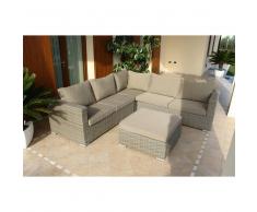 Salotto Da Giardino Set Ad Angolo Set 2 Divani Marrone Con Cuscini Intreccio In Rattan Sintetico Per Esterno