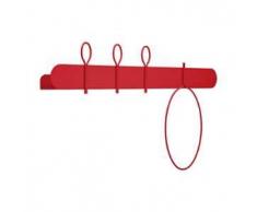 MEME DESIGN mensola con 3 ganci appendiabiti e portasciugamani da parete BALLOON 90 cm (Rosso Dalia - Metallo)