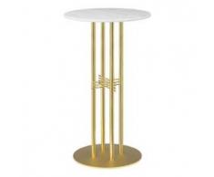 GUBI tavolo con struttura ottone TS COLUMN BAR TABLE Ø 60 x H 105 cm (Bianco Carrara - Marmo e metallo)