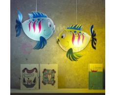 Linea Zero Illuminazione Pesci Lampadario A Sospensione Cameretta Bimbi Blu Giallo