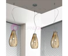 Due P Illuminazione Giada Lampada A Sospensione A 3 Luci In Vetro Soffiato Design Moderno D. 16 Cm
