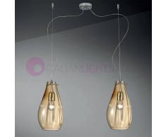 Due P Illuminazione Giada Lampada A Sospensione A 2 Luci In Vetro Soffiato Design Moderno D. 16 Cm