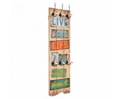 vidaXL Appendiabiti da Parete con 6 Ganci LIVE LIFE 120x40 cm
