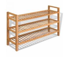 vidaXL Scarpiera a 3 Ripiani Legno Massello di Rovere 100x27x59,5 cm
