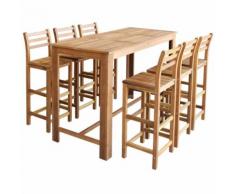 vidaXL Tavolo e Sedie da Bar Set 7 pz in Legno di Acacia Massello