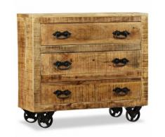 vidaXL Credenza con 3 Cassetti in Legno Grezzo di Mango