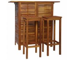vidaXL Set Tavolo e Sedia da Bar 3 pz in Legno Massello di Acacia