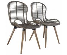 vidaXL Sedie da Esterni 2 pz Rattan Naturale 48x64x85 cm Marroni