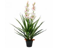 vidaXL Orchidea Cymbidium Artificiale con Vaso 100 cm Verde