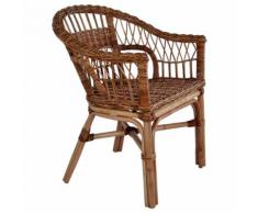 vidaXL Sedia da Pranzo da Esterni Rattan Naturale 55x59x81 cm Marrone