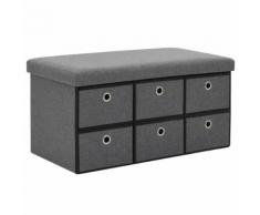 vidaXL Cassapanca Pieghevole in Simil Lino 76x38x38 cm Grigio Scuro
